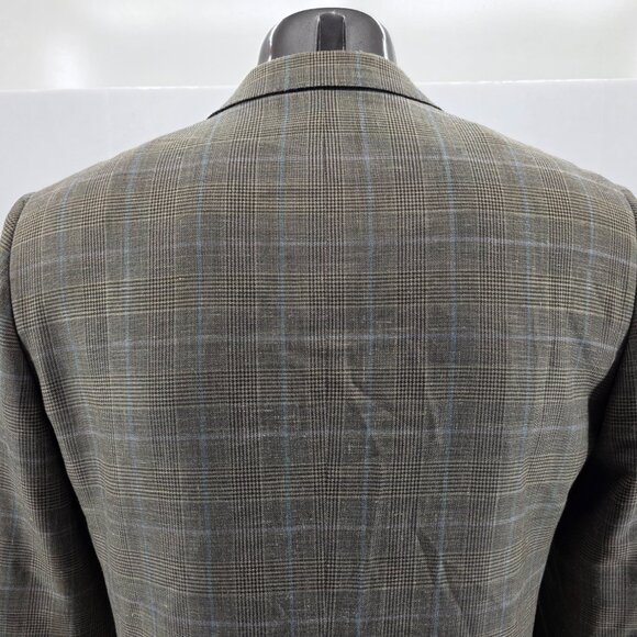 Ermenegildo Zegna 44L Sport Coat Gray Windowpane Wool Silk Linen Blazer Jacket - Picture 4 of 13